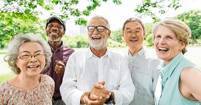 group senior retirement friends happiness concept