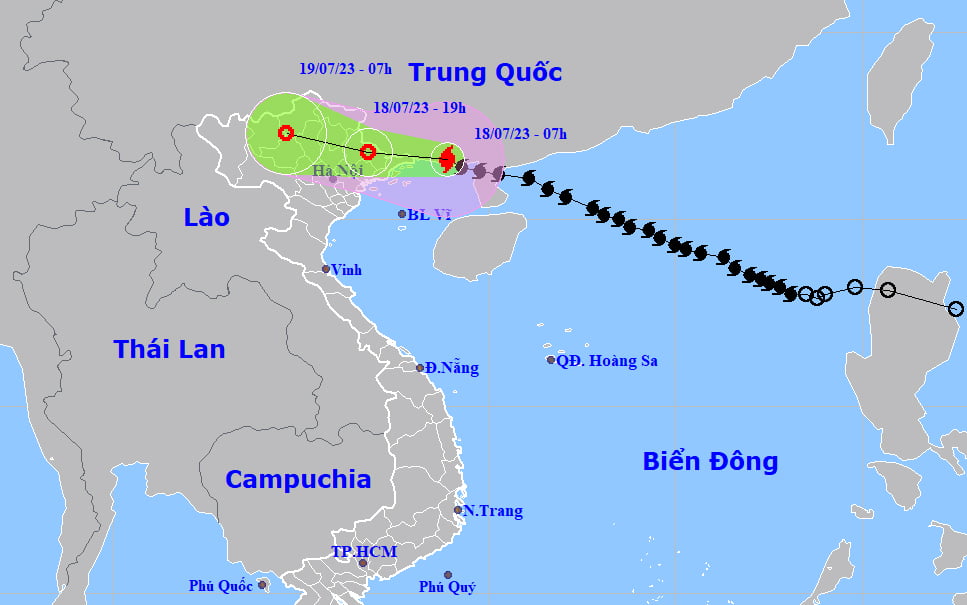 Đường đi bão Talim tính đến sáng 18/7 | tân Thế Kỷ