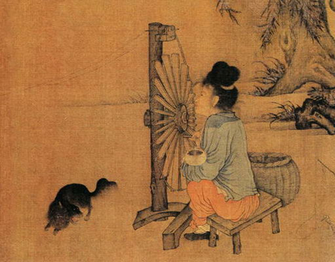 hai vợ chồng tương kính tương ái, chồng cày ruộng, vợ dệt vải, sống những ngày êm đềm ở quê nhà