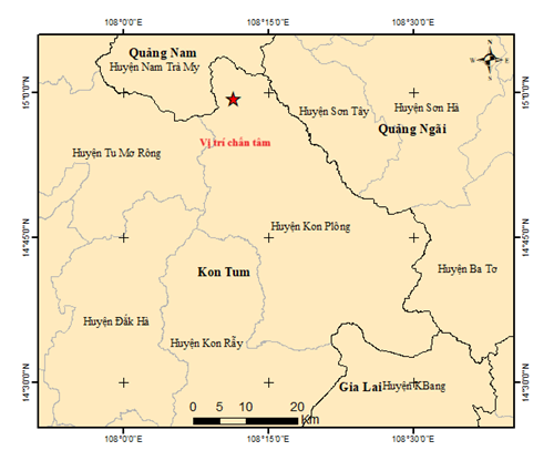 Sáng nay (31/3), 4 trận động đất liên tiếp ở Kon Tum