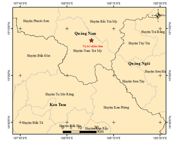 Xảy ra động đất ở Quảng Nam, Kon Tum sáng nay