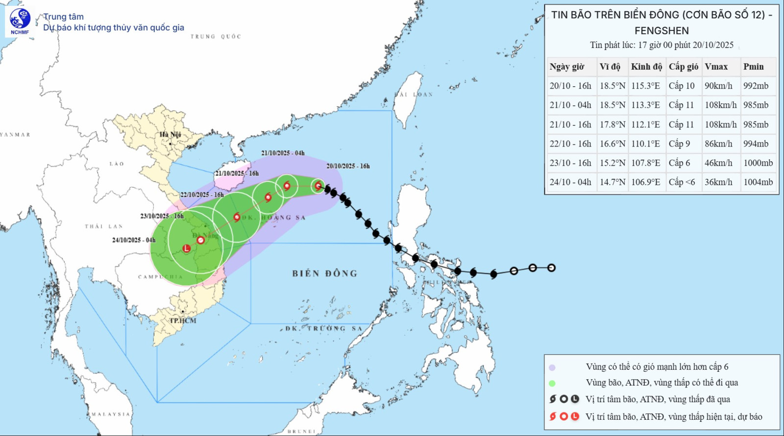 Bão Fengshen cách Hoàng Sa 380km, miền Trung cảnh báo xảy ra thiên tai