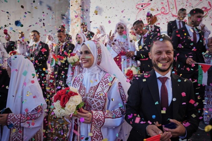 Đám cưới tập thể đầu tiên ở Gaza từ sau chiến sự